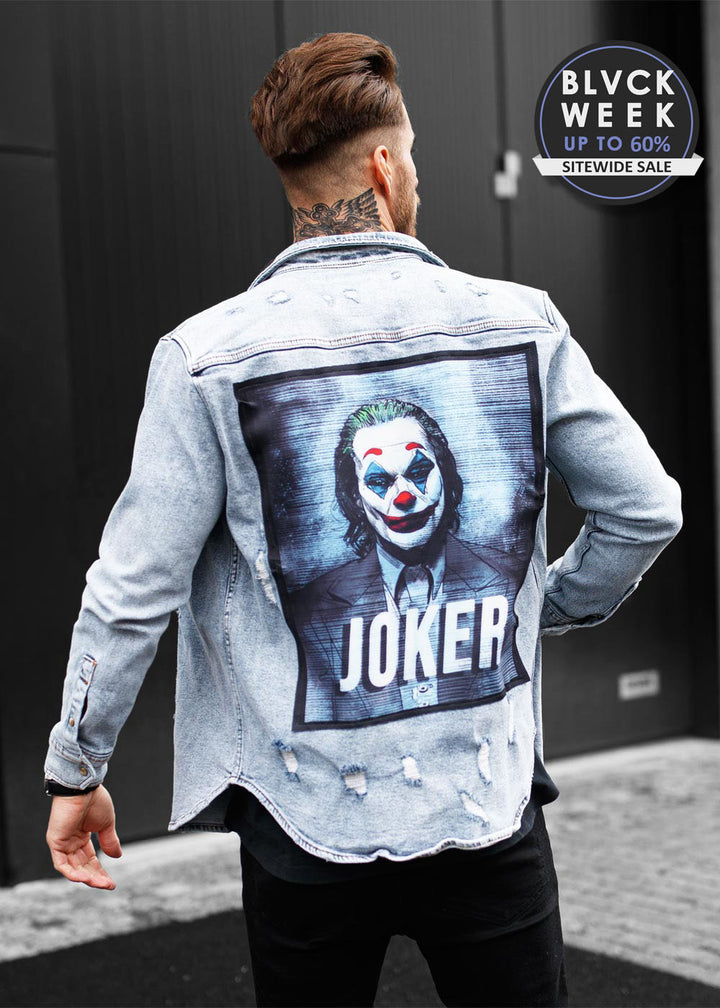 Joker Distressed Heavy Denim Jacket Blue