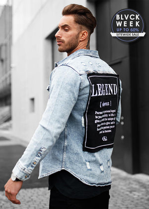 LEGEND Distressed Heavy Denim Jacket Blue