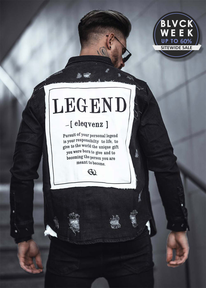 LEGEND Distressed Heavy Denim Jacket Black