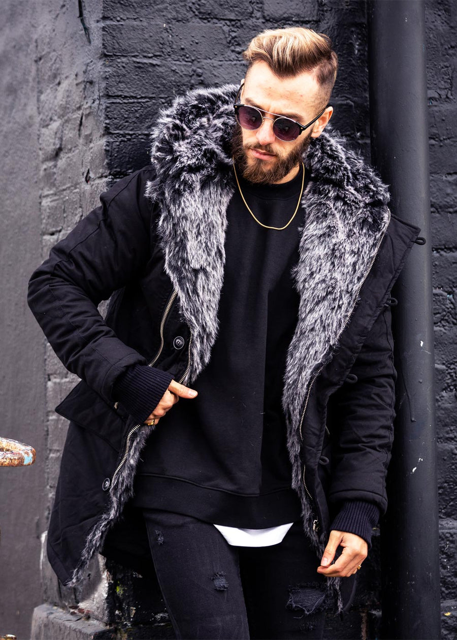 Heavy Fur Parka Black/Grey