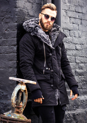 Heavy Fur Parka Black/Grey