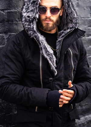 Heavy Fur Parka Black/Grey