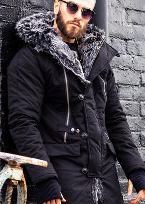 Heavy Fur Parka Black/Grey