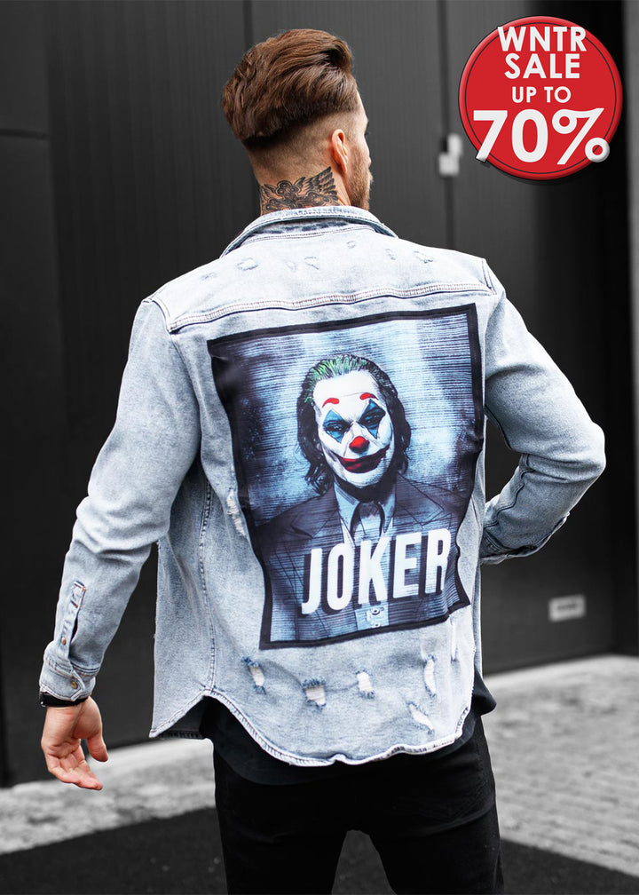 Joker Distressed Heavy Denim Jacket Blue