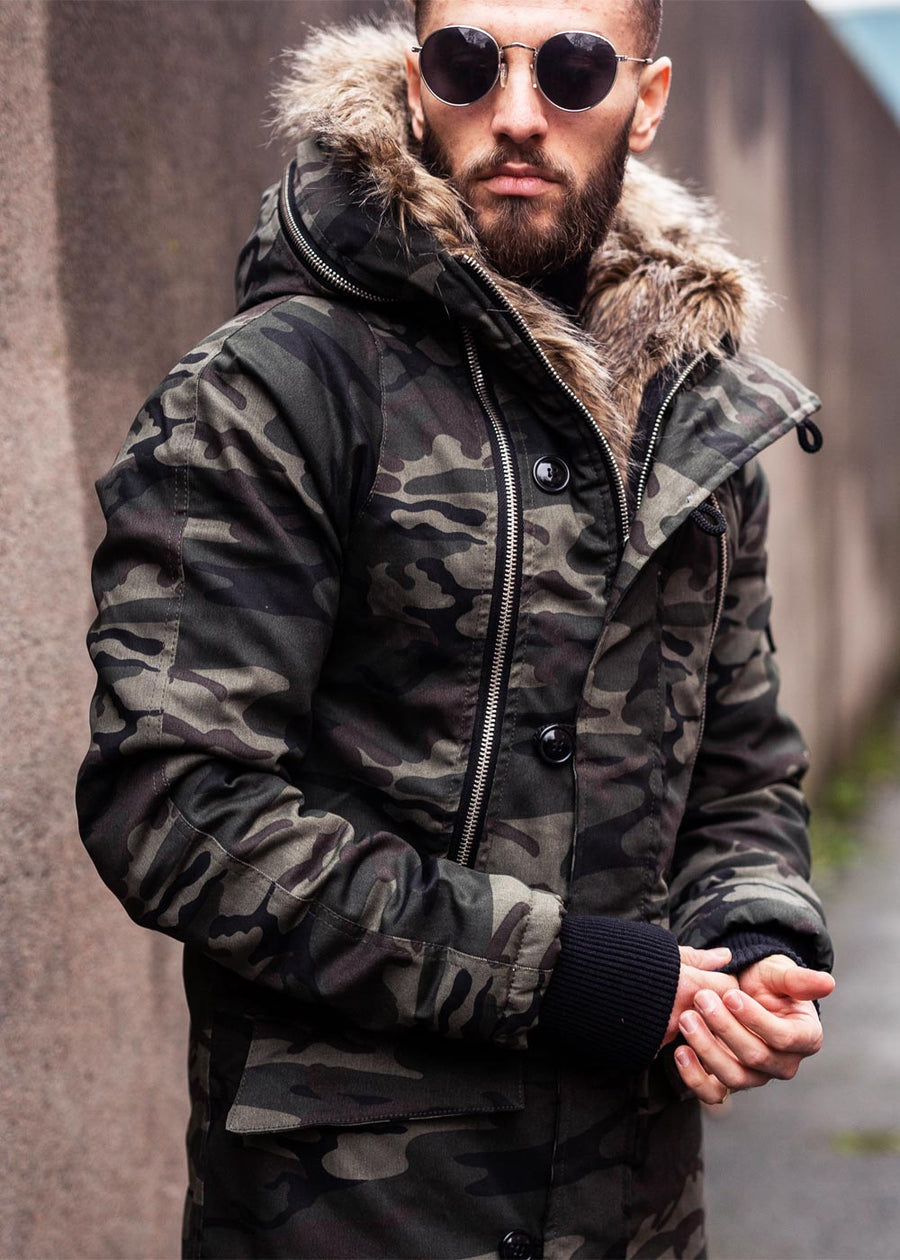 Heavy Fur Parka Camo/Beige