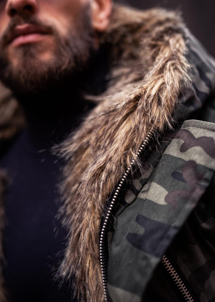 Heavy Fur Parka Camo/Beige