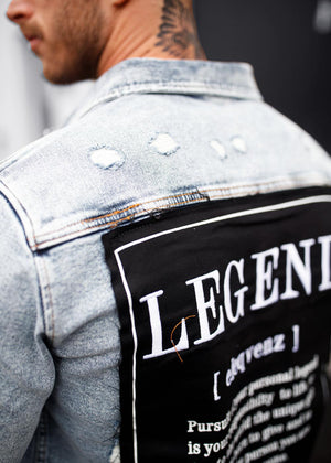 LEGEND Distressed Heavy Denim Jacket Blue