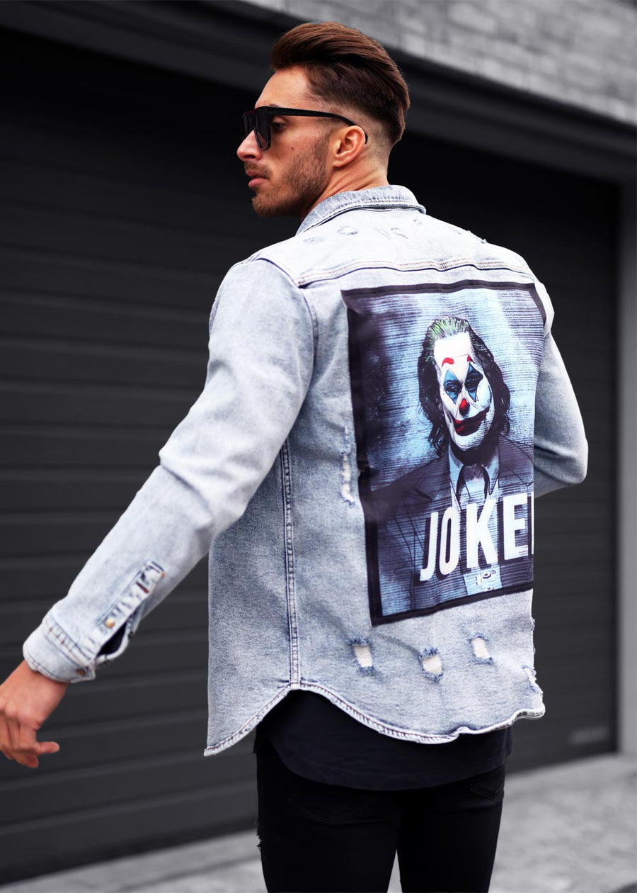 Joker Distressed Heavy Denim Jacket Blue