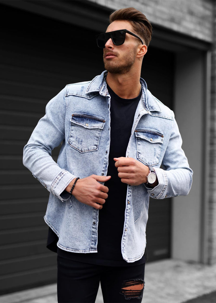 Joker Distressed Heavy Denim Jacket Blue