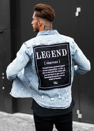 LEGEND Distressed Heavy Denim Jacket Blue