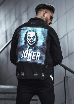 Joker Distressed Heavy Denim Jacket Black