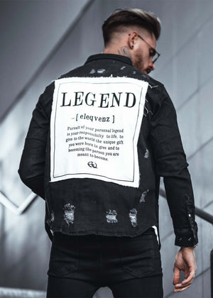 LEGEND Distressed Heavy Denim Jacket Black