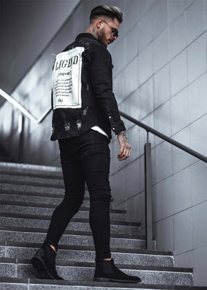 LEGEND Distressed Heavy Denim Jacket Black