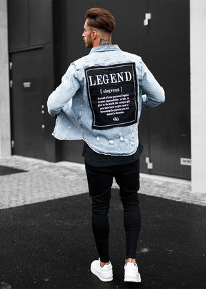 LEGEND Distressed Heavy Denim Jacket Blue