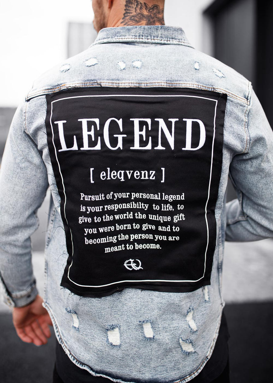 LEGEND Distressed Heavy Denim Jacket Blue