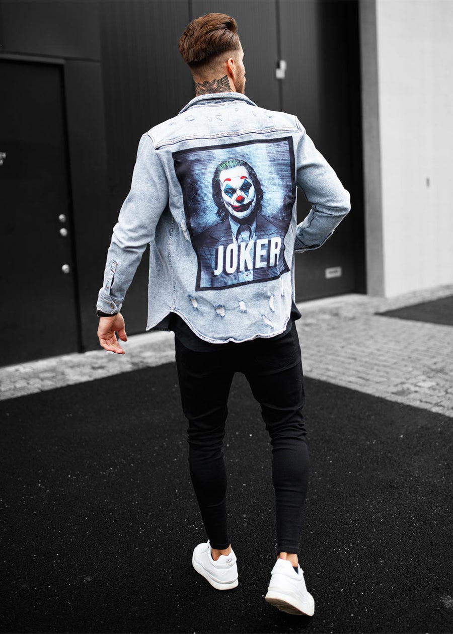 Joker Distressed Heavy Denim Jacket Blue